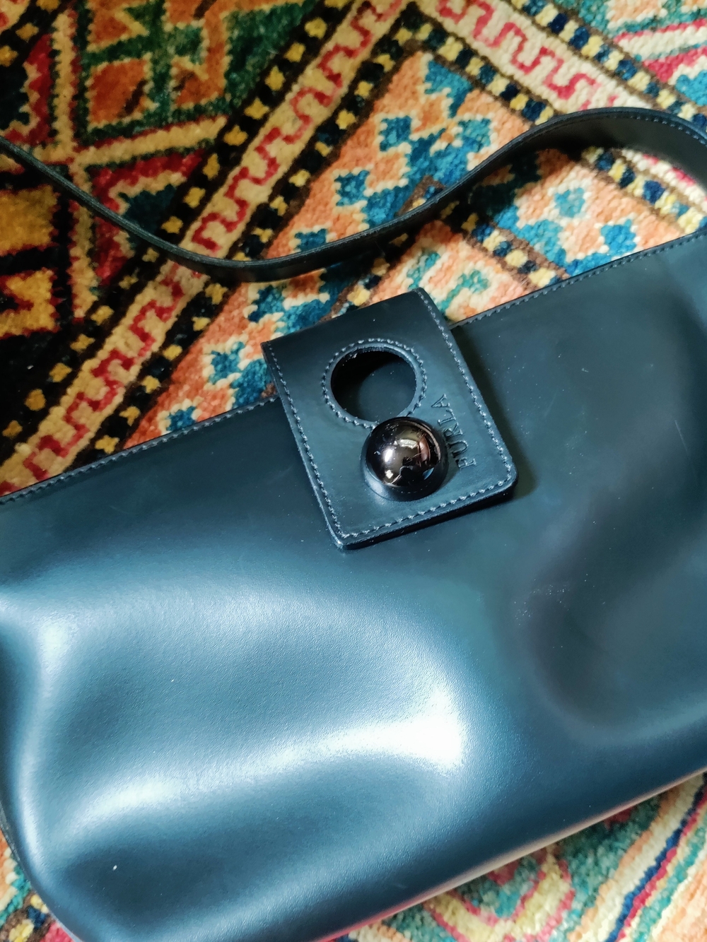 Furla Black  Shoulder Bag with Sculpted Black Closure